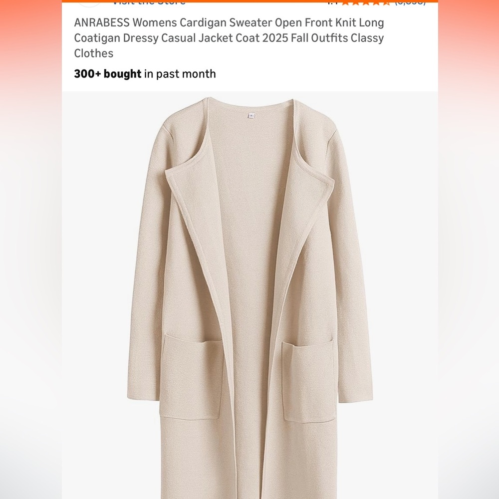 Cream Longline Open Cardigan